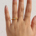 Gold Gold Beaded Adjustable Statement Ring with Solitaire Crystal - Statement rings - Photo 5