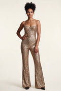 Gold Gold Belted Flared Jumpsuit - Trouser suits - Photo 1