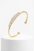 Gold Gold Open Bangle Bracelet with Graduated Diamond-style Stones - Bangles - Photo 8