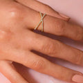 Gold Gold-tone Crystal Pavé Criss-cross Fashion Ring - Fashion rings - Photo 5