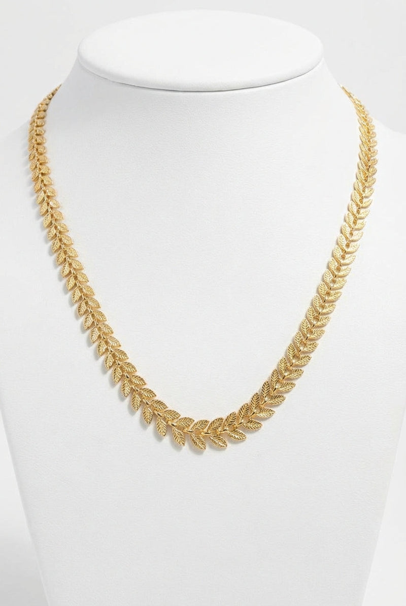 Gold Gold-tone Laurel Leaf Chain Necklace Polished Finish - Photo 1