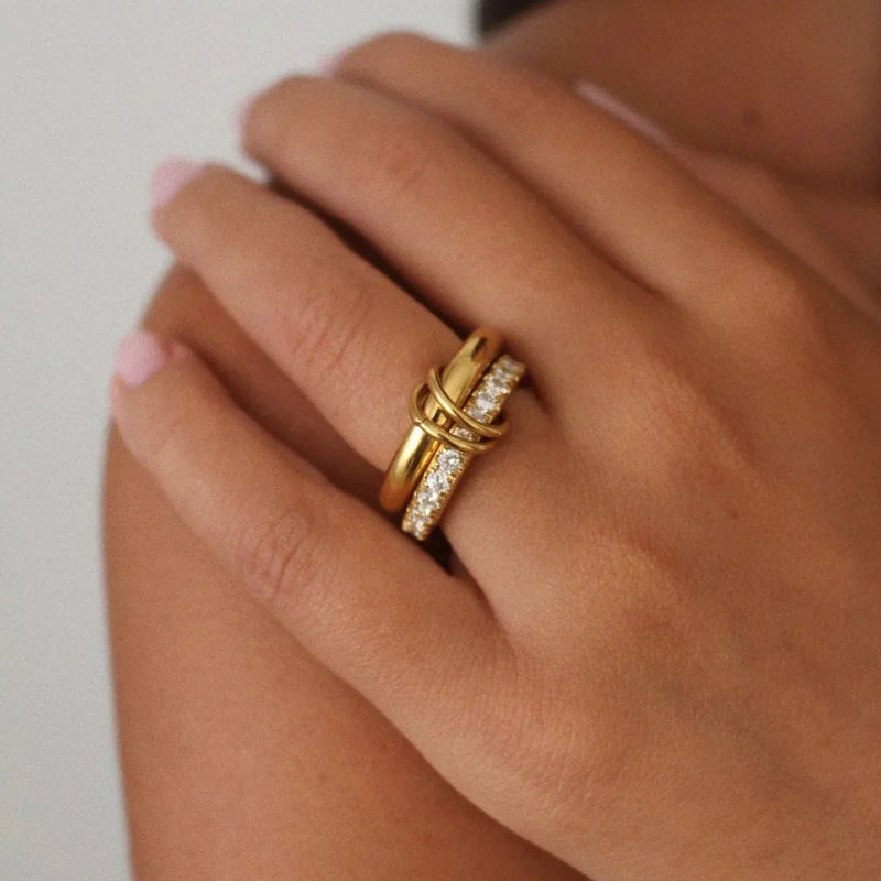 Gold Gold-tone Stacked Pavé Decorative Ring Set - Photo 2