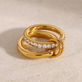 Gold Gold-tone Stacked Pavé Decorative Ring Set - Photo 6
