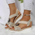 Metal Ring Accent Espadrille Wedge Sandals - Photo 8