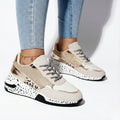 Gold Metallic Panel Chunky Animal Print Walking Sneakers - Photo 3