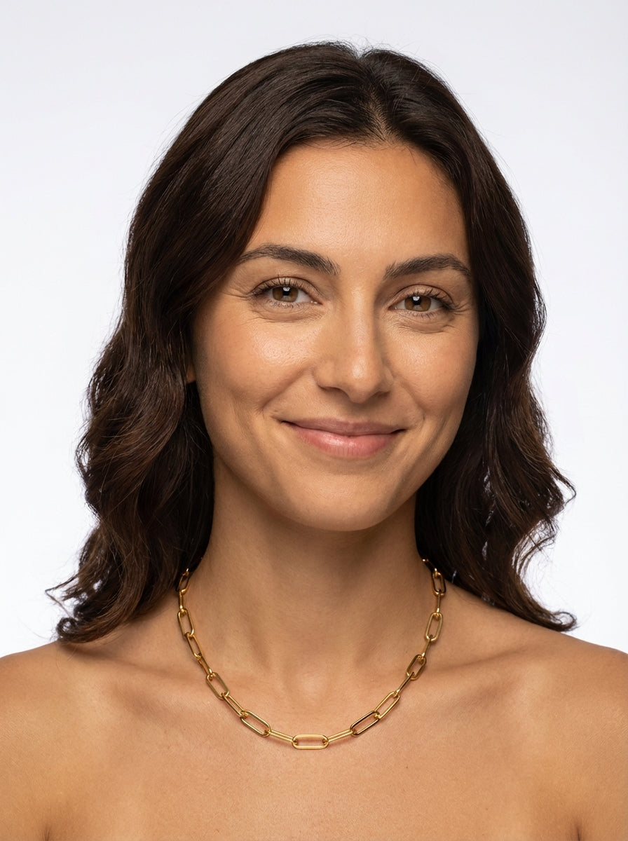 Gold Polished Gold-tone Paperclip Chain Necklace Adjustable Length - Necklaces - Photo 6