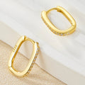 Gold Rectangular Pavé Gold-tone Small Hoop Earrings - Photo 5