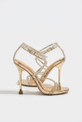 Rhinestone Strap Ankle Stiletto Heels with Metallic Finish - High heels - Photo 2