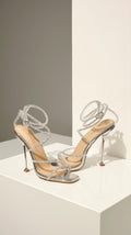 Rhinestone Strap Ankle Stiletto Heels with Metallic Finish - High heels - Photo 8