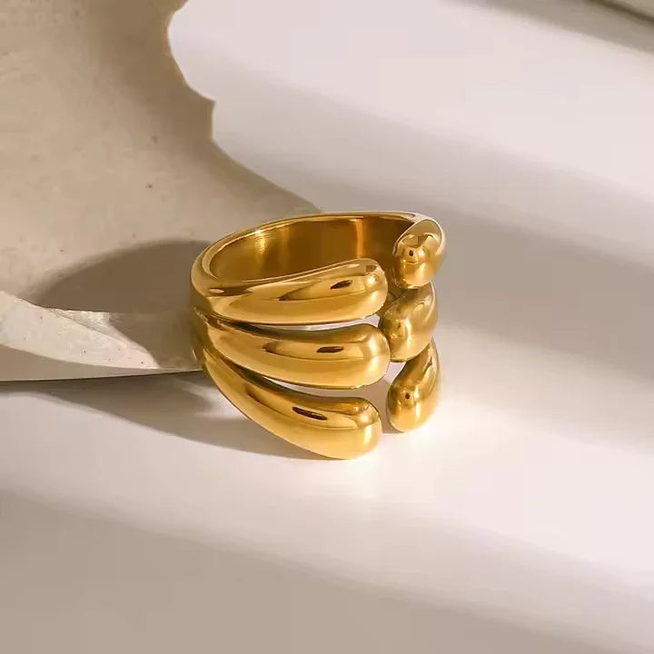 Gold Sculptural Gold-tone Open Statement Ring - Statement rings - Photo 4