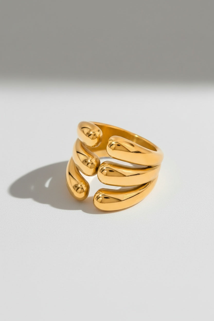 Gold Sculptural Gold-tone Open Statement Ring - Statement rings - Photo 6