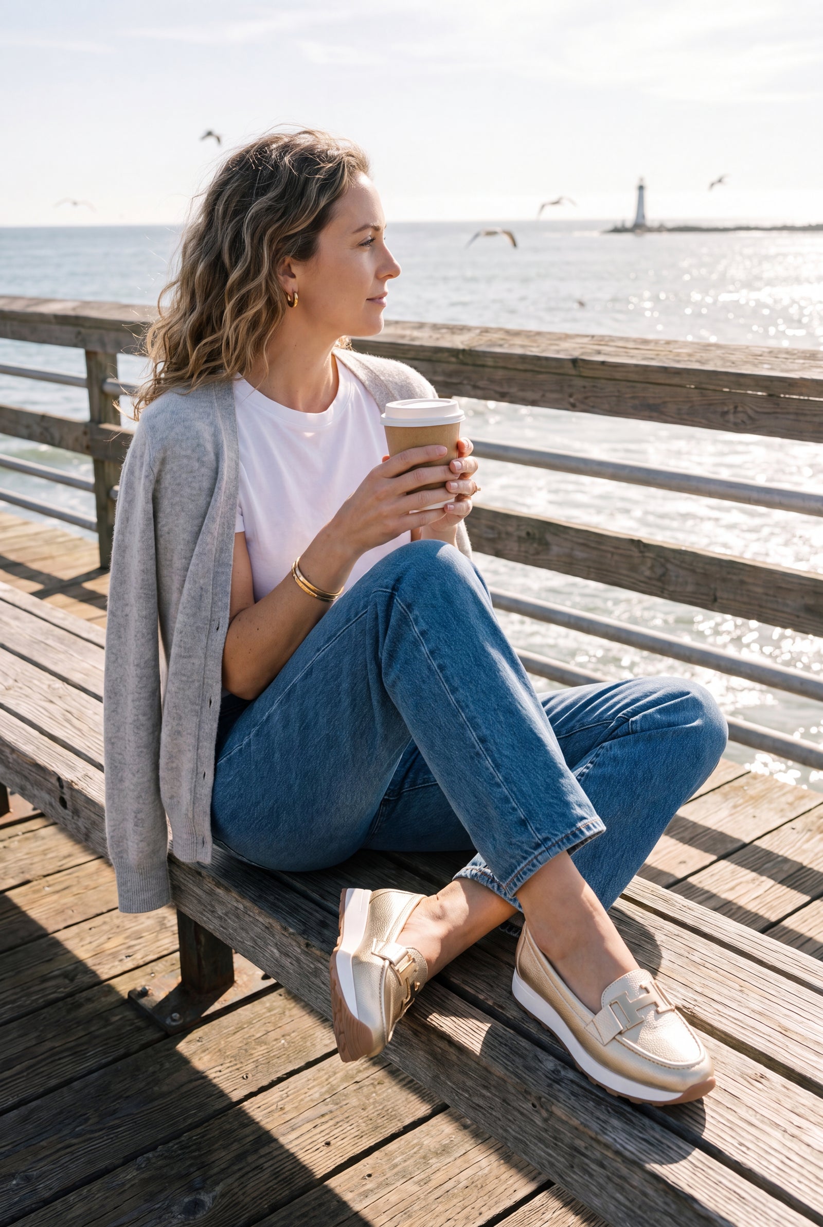Women's Slip-On Sneakers Thick Sole in Gold — secondary