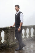 Black Cable V-neck Sweater Vest with Ribbed Hem - Vests - Photo 9