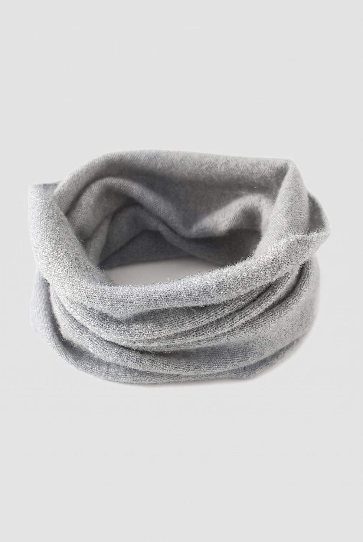 Cashmere Neck Gaiter in Gray — studio front