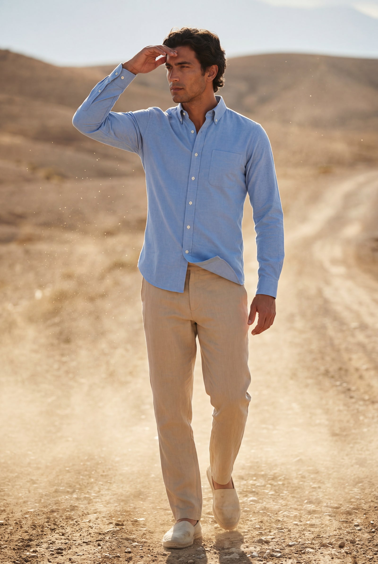 Light Blue Charcoal Structured Long Sleeve Button-down Shirt - Casual Shirts - Photo 13