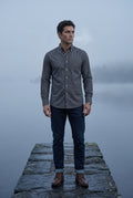 Gray Charcoal Structured Long Sleeve Button-down Shirt - Casual Shirts - Photo 15