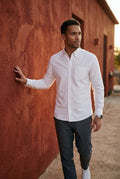 White Charcoal Structured Long Sleeve Button-down Shirt - Casual Shirts - Photo 6