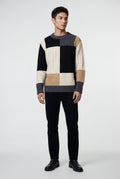 Gray Chunky Cable- Colorblock Crewneck Sweater - Photo 3