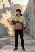 Brown Colorblock Kangaroo Pocket Pullover Hoodie - Casual hoodie - Photo 4