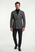 Gray Double-breasted Peak Lapel Blazer - Men's blazers - Photo 8