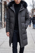 Duck Down Insulated Parka in Gray — lifestyle
