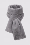 Faux Fur Scarf in Gray — studio front