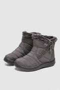 Fleece-Lined Ankle Boots in Gray — studio front
