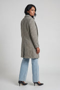 Gray Gray Herringbone Single-breasted Long Coat with Notched Lapel - Photo 2