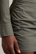 Gray Gray Pinstripe Ruched Bodycon Skirt and Shirt Set - Photo 3