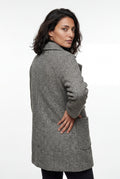 Gray Grey Herringbone Double-breasted Tailored Coat - Tailored coats - Photo 2