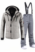 Insulated Snow Suit with Hood in Gray — studio front
