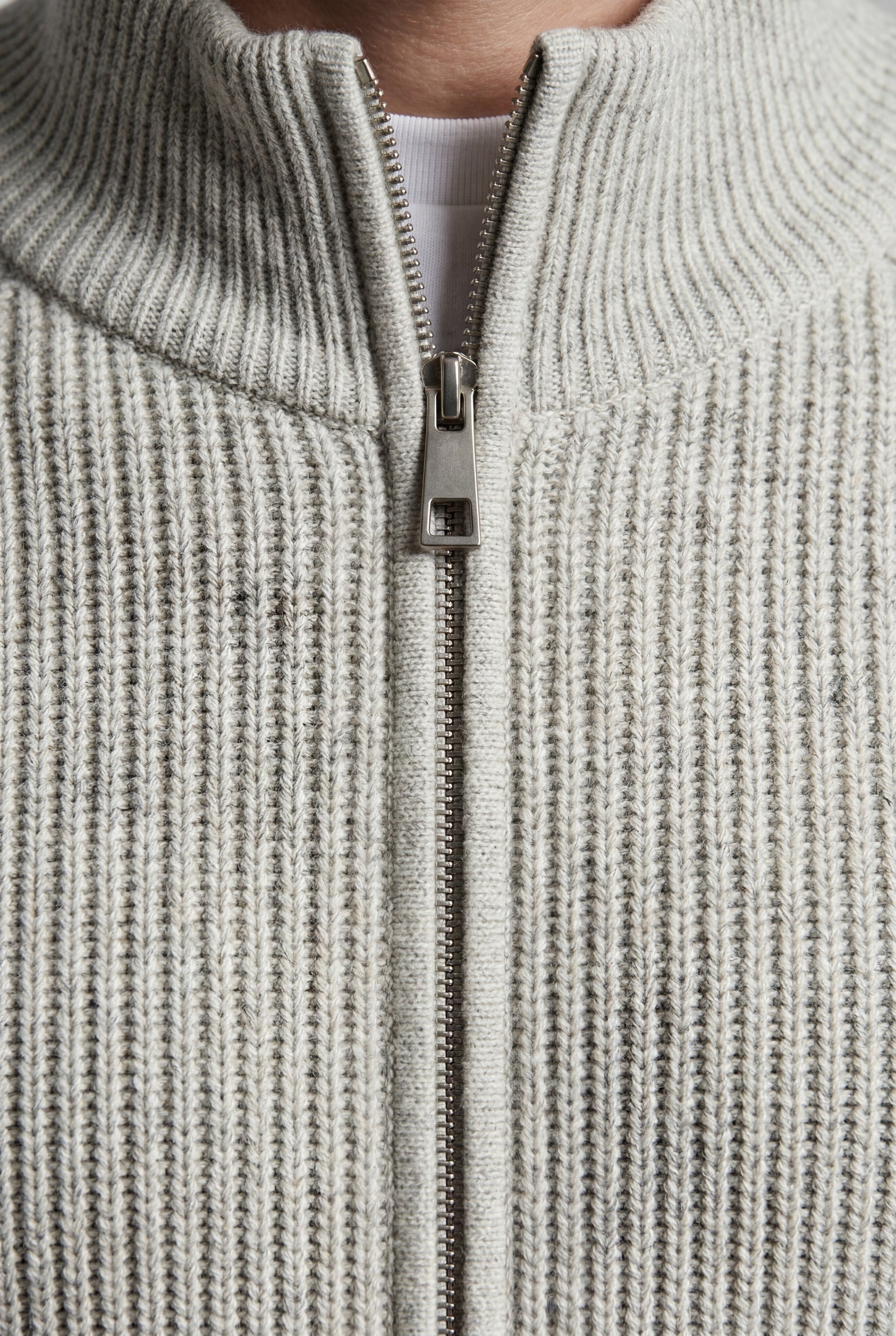 Gray Light Heather Grey Ribbed Zip-up Cardigan - Photo 3