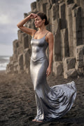 Silver Liquid Metallic Bodycon Maxi Dress with Cami Straps - Bodycon dress - Photo 14