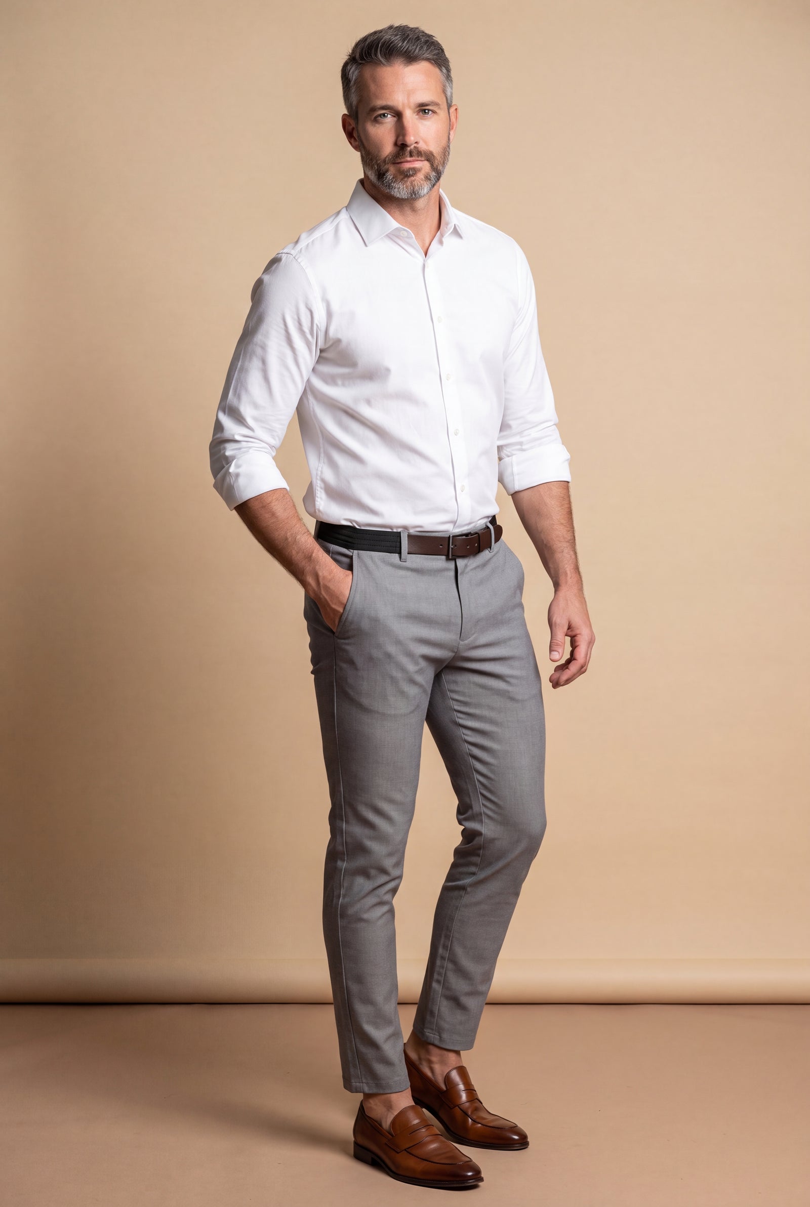 Men Chino Slim Fit in Gray — studio full body