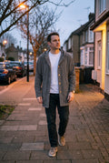 Men's Hoodie Jacket Relaxed Fit in Gray — lifestyle eveningwalk
