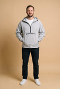 Men's Rain Jacket Hooded Waterproof in Gray — studio shot