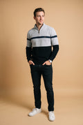 Men's Sweater Half-Zip Colorblock in Gray — studio