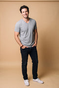 Men's V-Neck T-Shirt Short Sleeve in Gray — primary studio