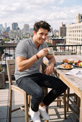 Men's V-Neck T-Shirt Short Sleeve in Gray — secondary lifestyle