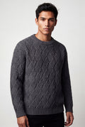 Gray Men's Geometric Cable- Textured Pullover Sweater - Photo 24