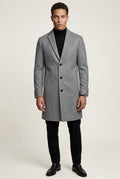 Gray Mid-grey Tailored Single-breasted Overcoat - Winter jackets - Photo 1