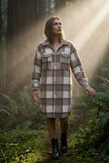 Brown Oversized Plaid Shirt Coat with Patch Pockets - Photo 7
