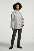 Gray Oversized Single-breasted Coat with Classic Collar - Oversized coat - Photo 2