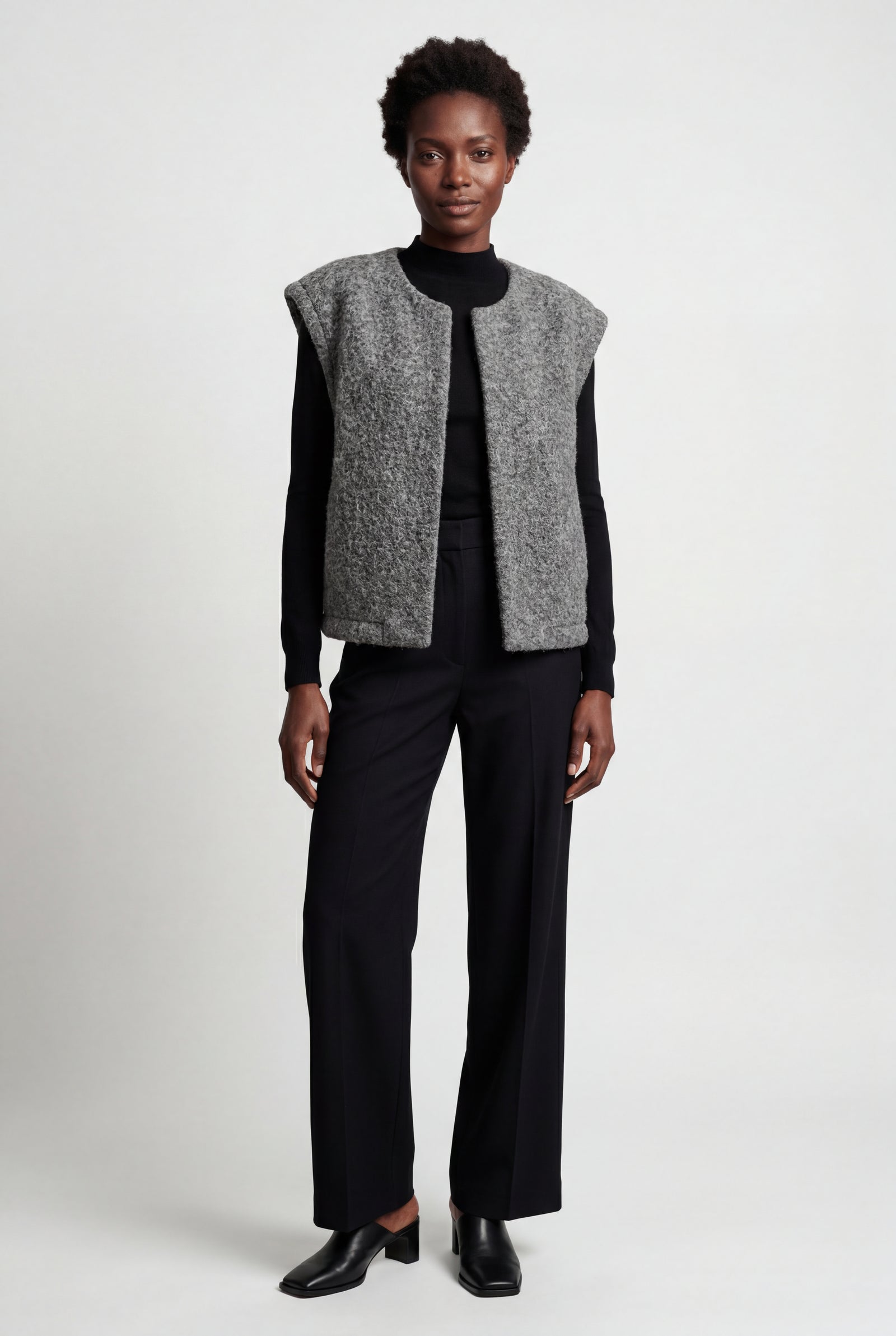 Gray Oversized Sleeveless Open-front Cardigan Vest - Oversized cardigan - Photo 3