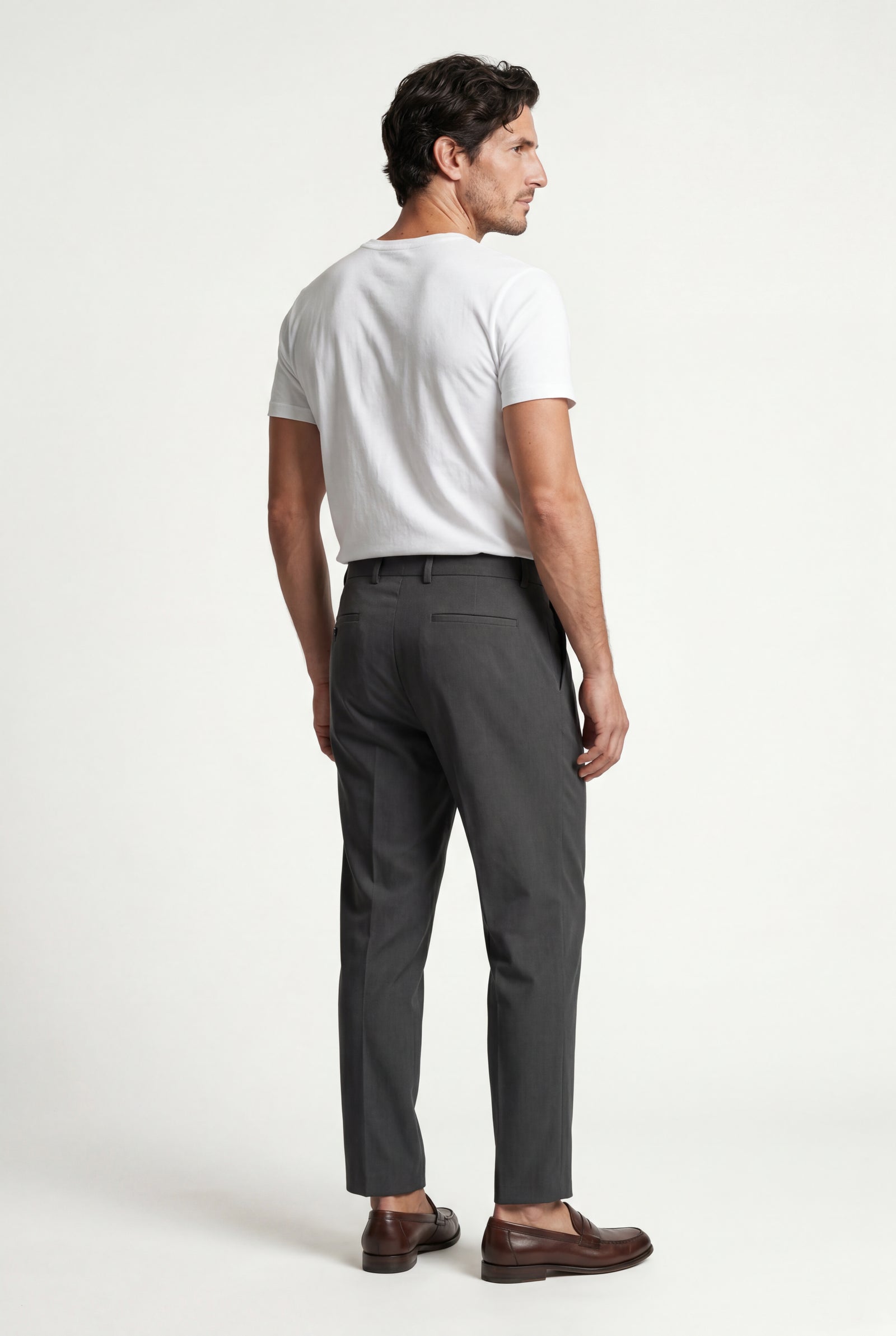 Gray Pleated Straight Leg Tailored Dress Trousers - Straight leg trousers - Photo 2