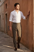 Brown Pleated Straight Leg Tailored Dress Trousers - Straight leg trousers - Photo 7