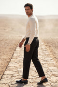 Black Pleated Straight Leg Tailored Dress Trousers - Straight leg trousers - Photo 9