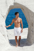 White Relaxed Drawstring Above-knee Casual Shorts - Photo 12
