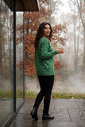 Green Relaxed Fit Polka Dot Crewneck Sweater - Relaxed sweater - Photo 8