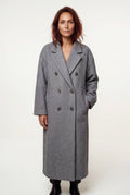 Gray Relaxed Straight Double-breasted Long Winter Coat - Long wool coats - Photo 13